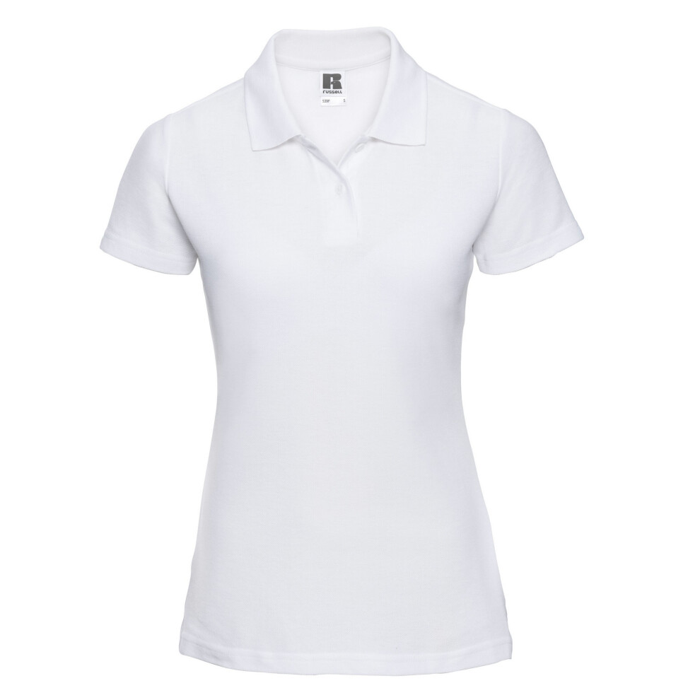 (M, White) Russell Womens/Ladies Classic Polycotton Polo Shirt