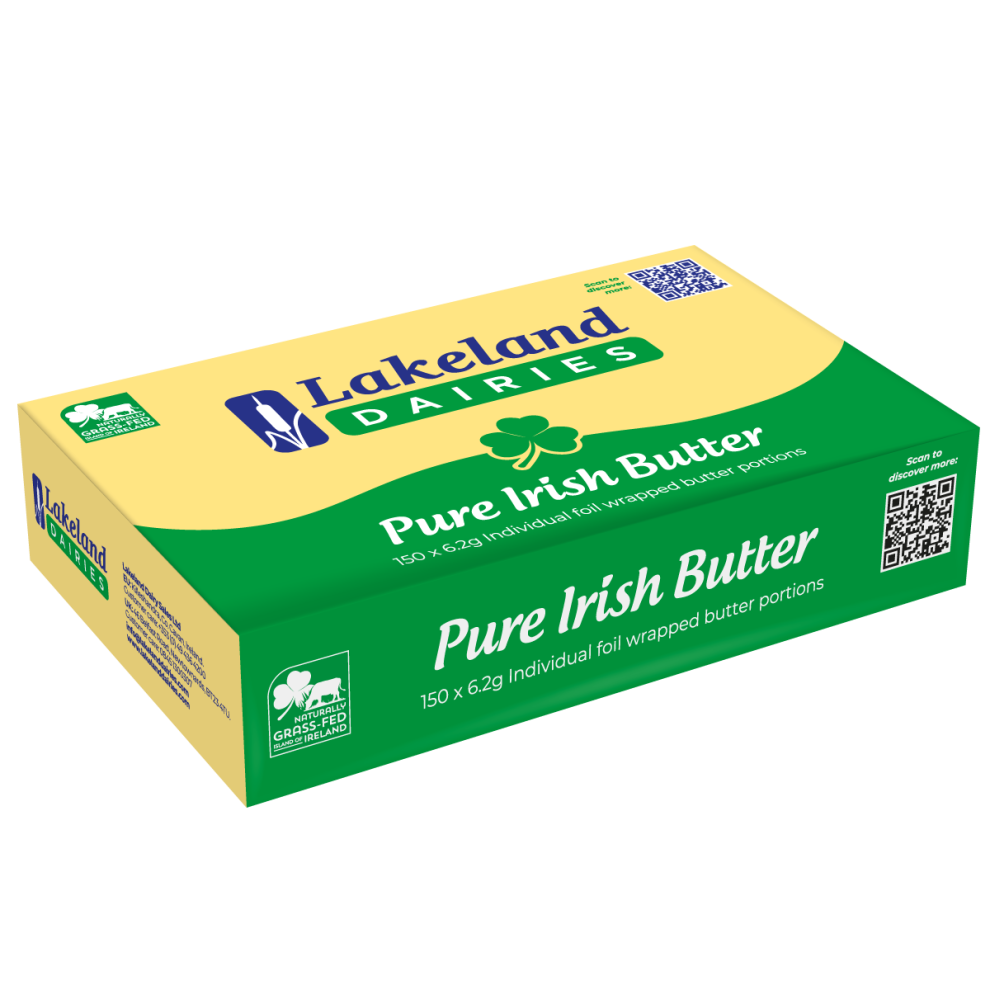 Lakeland Irish Salted Butter 1 x 150 Individual Foil Wrapped Portions