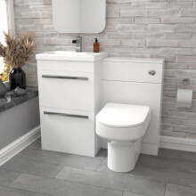 Nes Home White 1000mm 2 Drawers Basin Vanity WC Unit & Back To Wall Toilet