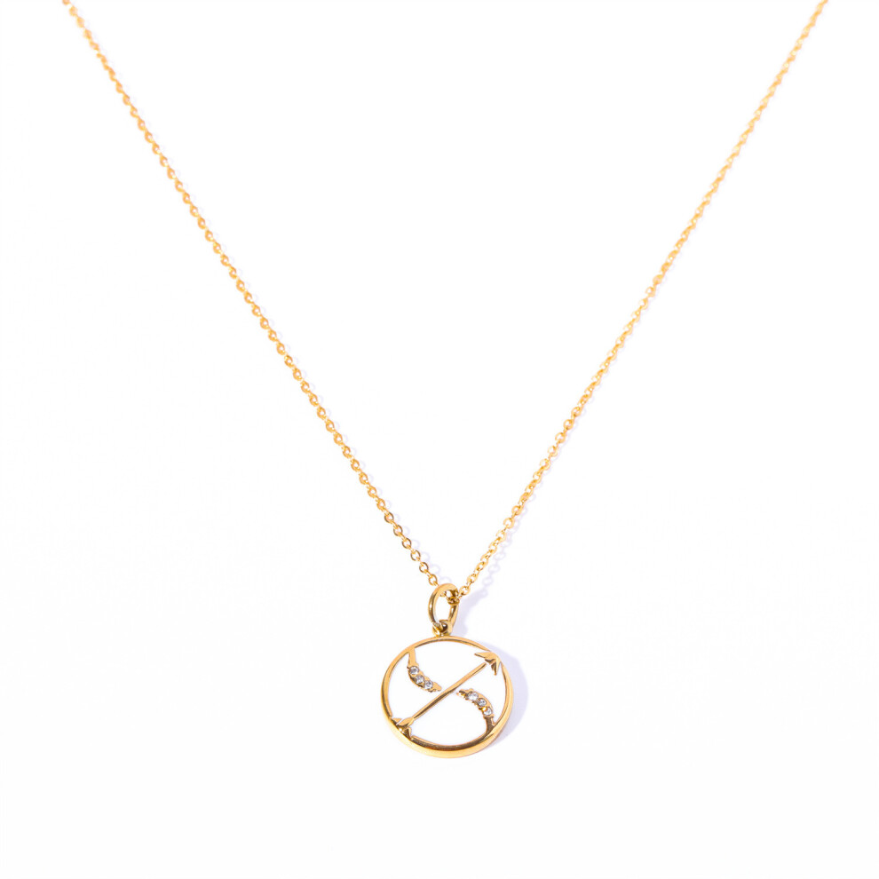 (SAGITTARIUS) 18K Coloured Coin Zodiac Necklace Chain 45 cm