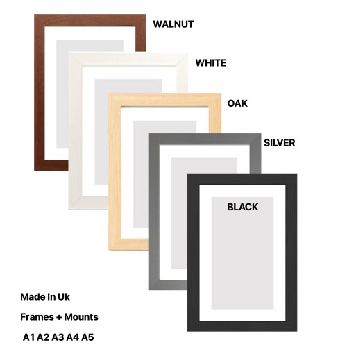 (Black Frame With White Mount, A4 pic ( A3 Frame )) Wooden Effect Photo Frames With White Mount 2
