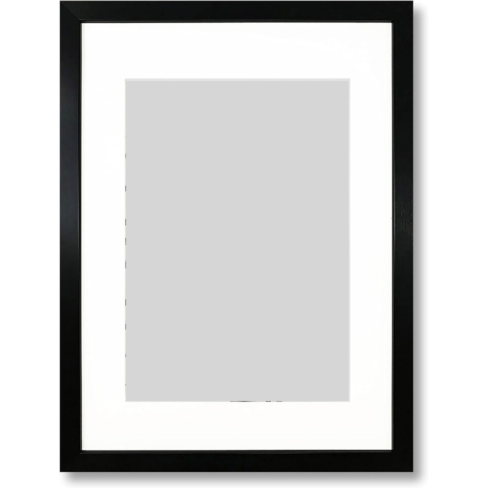 (Black Frame With White Mount 8x6 pic ( 10x8 Frame )) Wooden Effect Photo Frames With White Mount