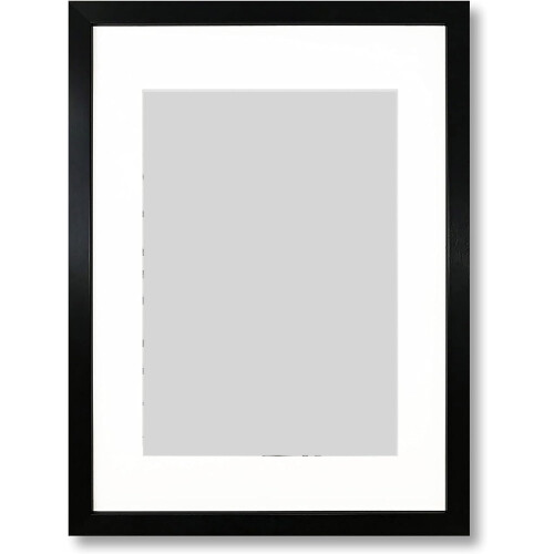 (Black Frame With White Mount, A4 pic ( A3 Frame )) Wooden Effect Photo Frames With White Mount