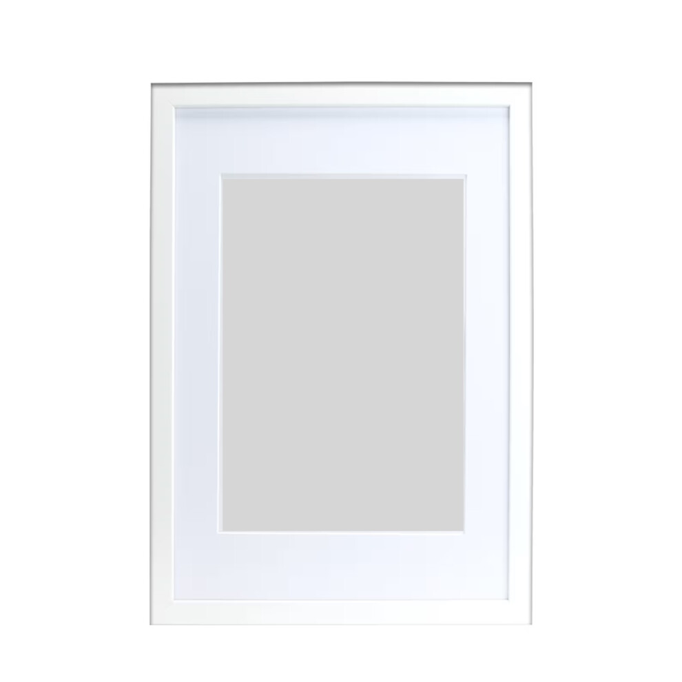 (White Frame with White Mount 8x6 pic ( 10x8 Frame )) Wooden Effect Photo Frames With White Mount