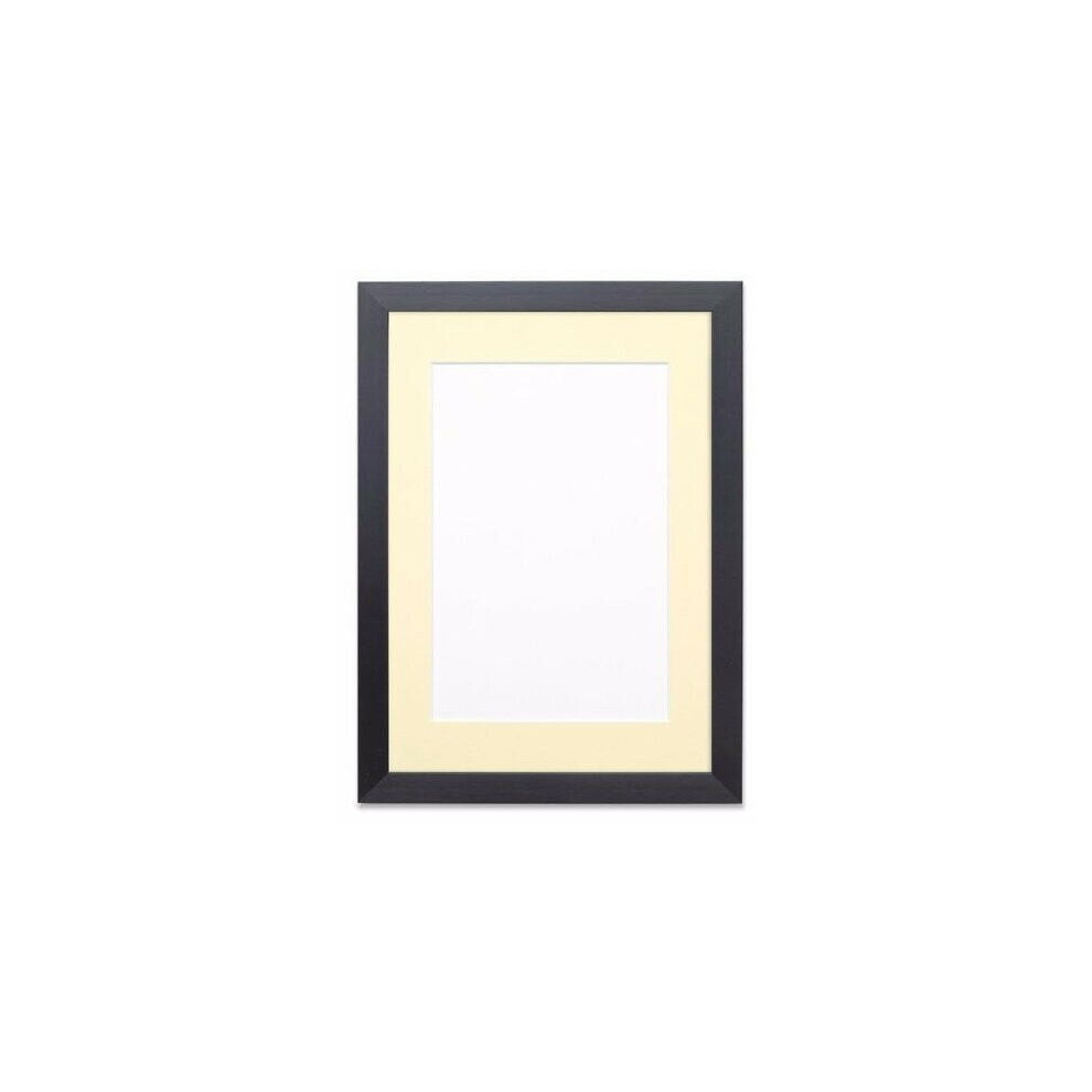 (Black Frame With Ivory Mount 20x16 pic ( 24x20 Frame )) Wooden Effect Photo Frames With White Mount