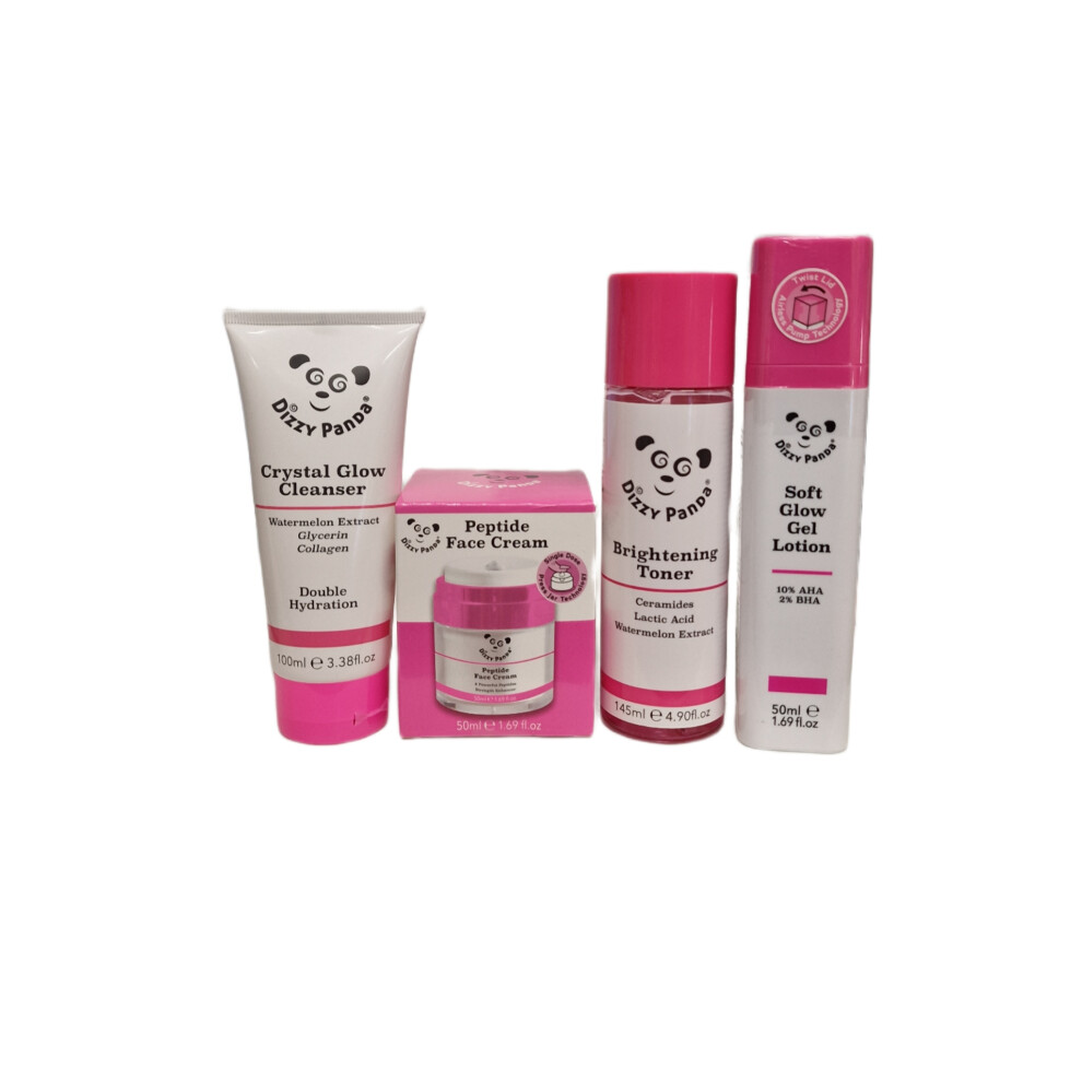 Dizzy Panda Face Cleanser Lotion Brightening Toner Peptide Cream (set)