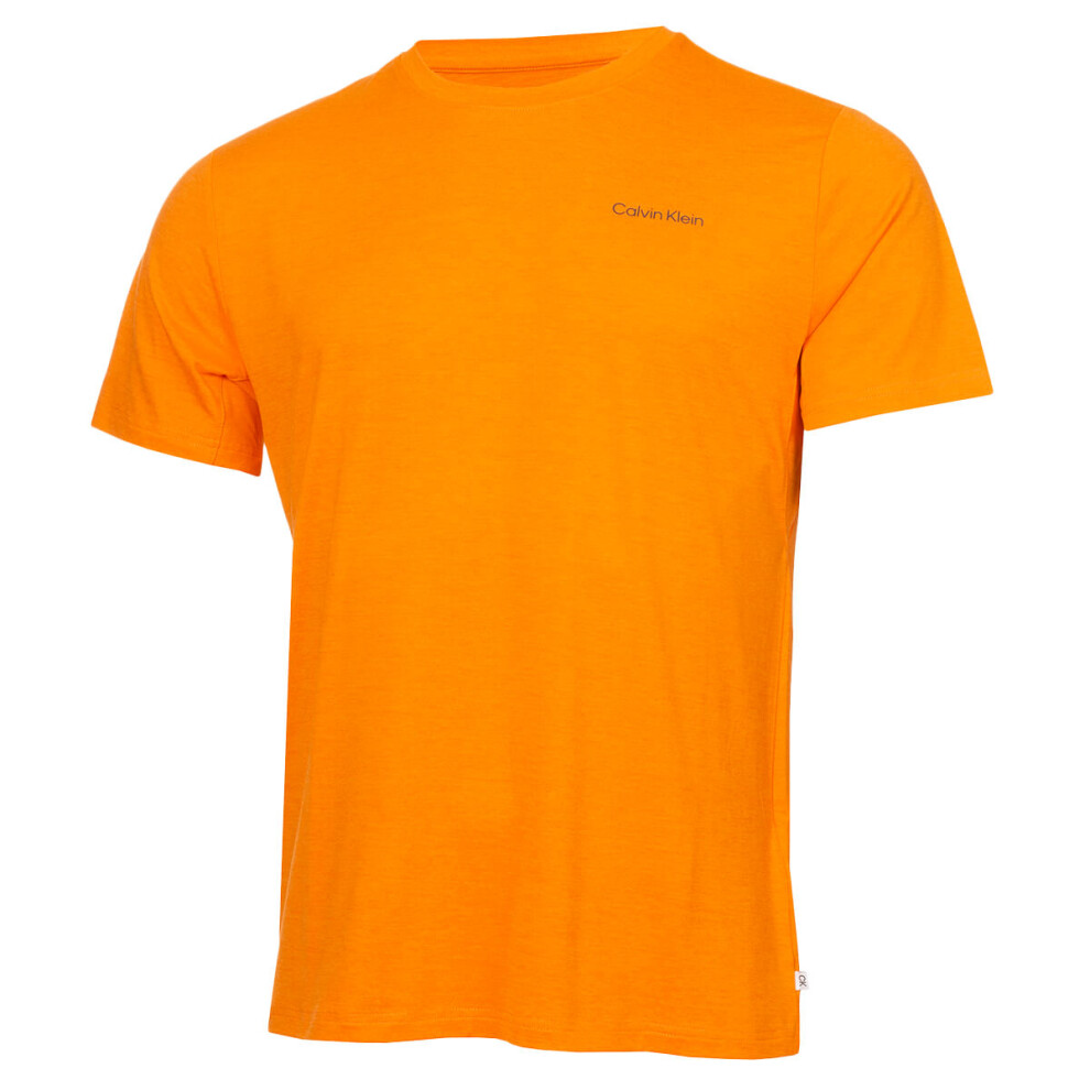 (L, Sunflower Marl) Calvin Klein Mens Newport Moisture Wicking Breathable Lightweight T-Shirt