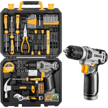 (126 pieces with drill) Tool Kit: Drill Set with Cordless Drill, Tool Kit Set Box, DIY Hand Tools for Men and Home, with 8V Electric Drills,126 Piece