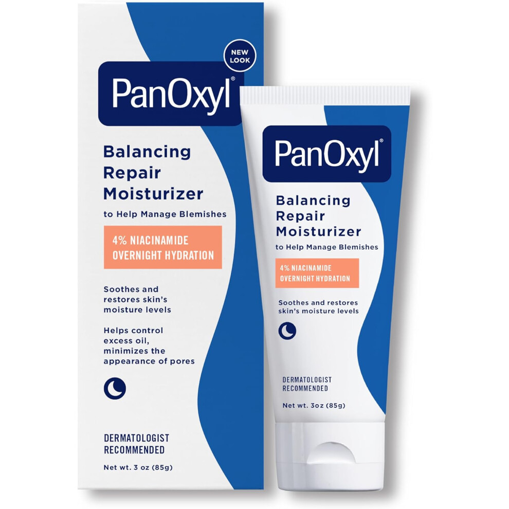 PanOxyl Balancing Repair Moisturizer 4% Niacinamide 85g | OverNight Hydrating Face Moisturizer|Acne Prone Skin & Dry Skin|Oil Control|Non-Comedogenic
