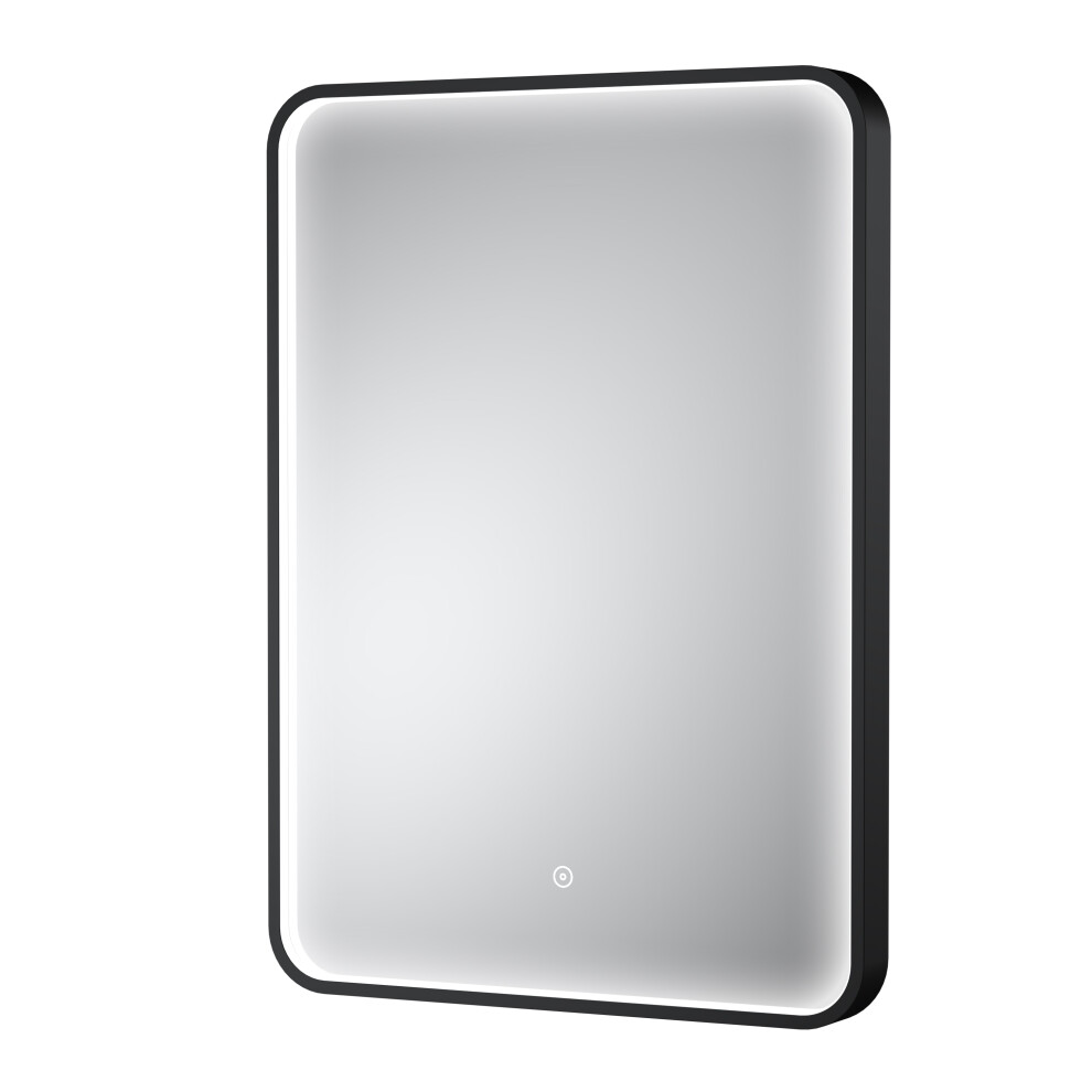 Contemporary Inset Framed LED Touch Sensor Mirror with De-mister Pad - 700 x 500mm - Black - Balterley-image-OPC-PF8TN5P-NEW