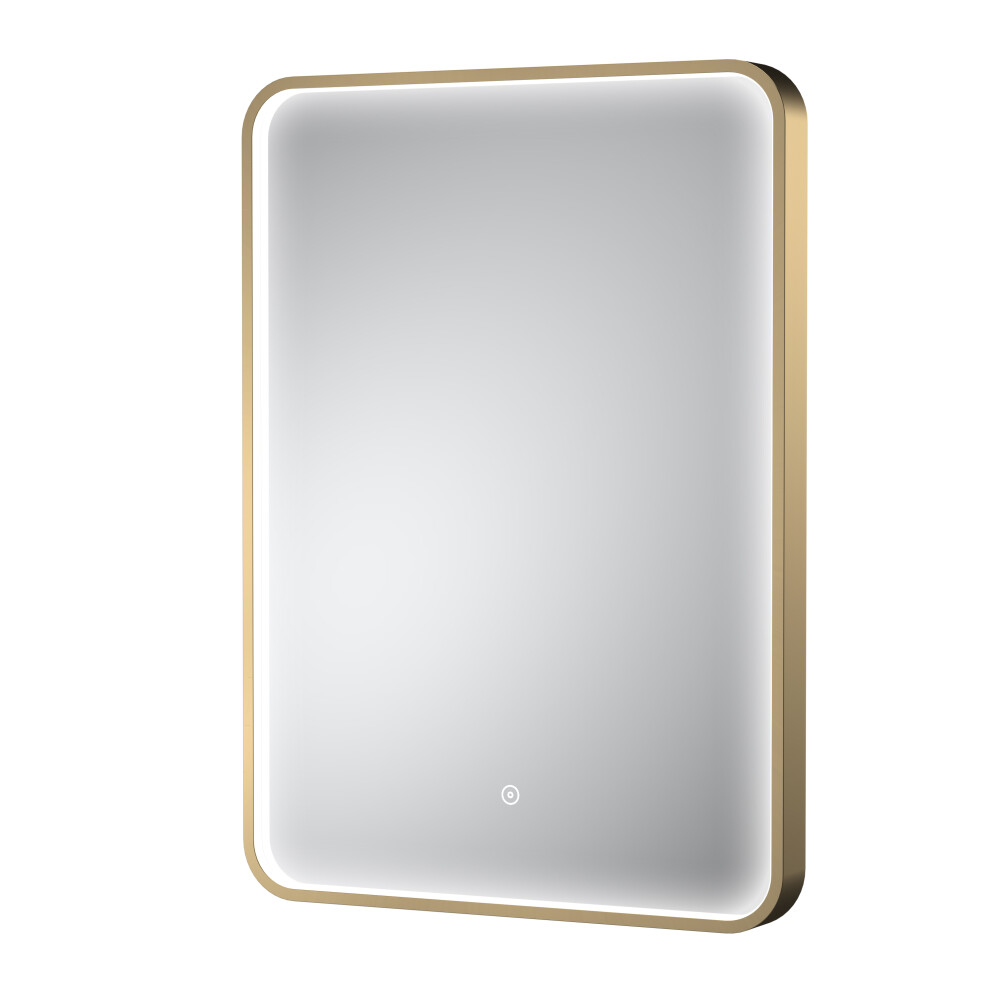 Contemporary Inset Framed LED Touch Sensor Mirror with De-mister Pad - 700 x 500mm - Brushed Brass - Balterley