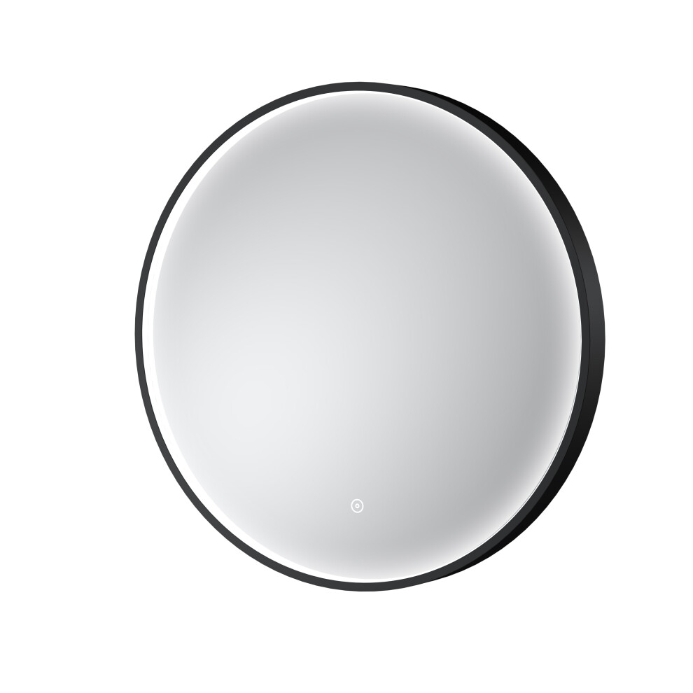 Contemporary Round Inset Framed LED Touch Sensor Mirror - 600mm - Black - Balterley