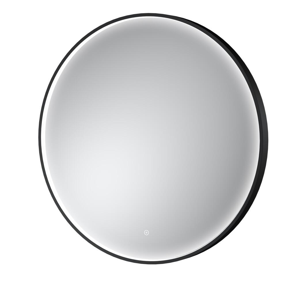 Contemporary Round Inset Framed LED Touch Sensor Mirror - 800mm - Black - Balterley