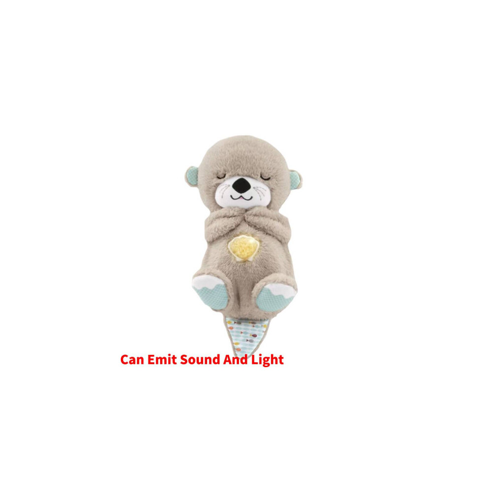 (Brown) With Breathing Movement Soothing Sleeping Otter Toy Musical Stuffed Baby Toy