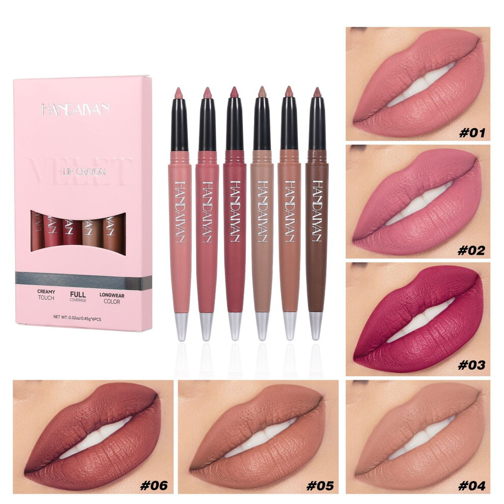 6 Colors Matte Lip Liner Kit Waterproof Moisturizing Lipsticks