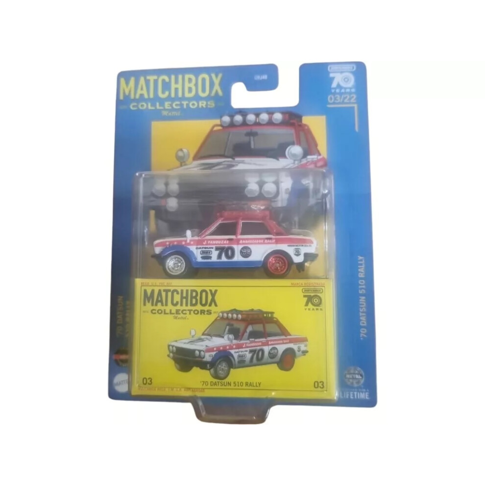 (70 Datsun 510 Rally) Matchbox Collectors Die-cast 1:64 Collectors Cars