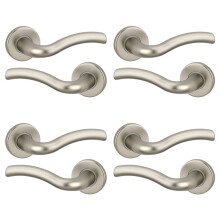 (4x Satin Nickel) Algrave Metal Lever Latch Door Handle Set