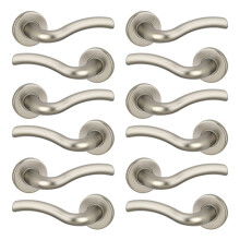 (6x Satin Nickel) Algrave Metal Lever Latch Door Handle Set