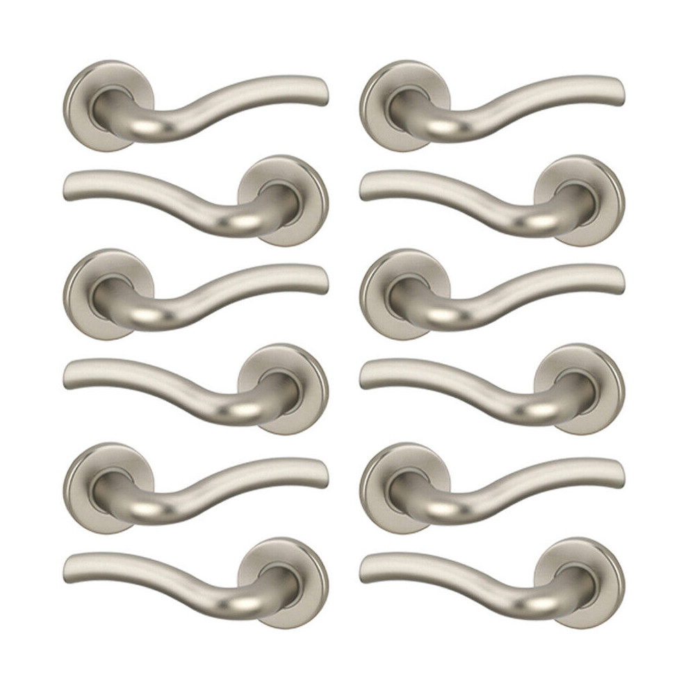 Urbn Living (6X Satin Nickel) Algrave Metal Lever Latch Door Handle Set