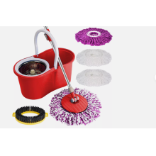 360 Spin Mop Bucket Set with Microfiber Heads (4) Telescopic Handle Scrubber Brush - Space-Saving Cleaning Kit