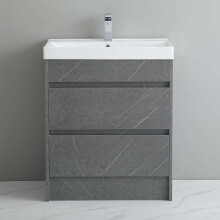750mm Bathroom Vanity Unit Basin Sink Cabinet 2 Drawers Marble Grey