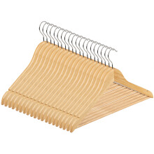 (Natural) Slim Wooden Coat Hangers & Trouser Bar 20 Pack