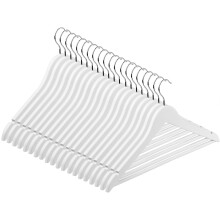 (White) Slim Wooden Coat Hangers & Trouser Bar 20 Pack