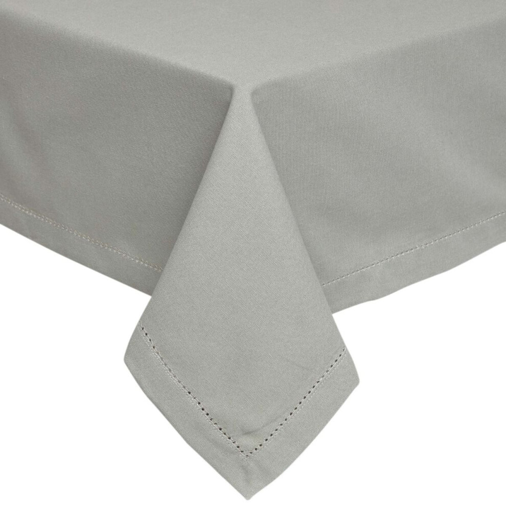 Homescapes Grey (137 X 228 Cm, ) Plain Cotton Tablecloth
