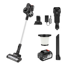 (With Two Batteries) Cordless Vacuum CleanerUpgraded Anti Hair Wrap Self-Standing Hoover with LED Light for All Floors Tiles Carpet Pet Hair