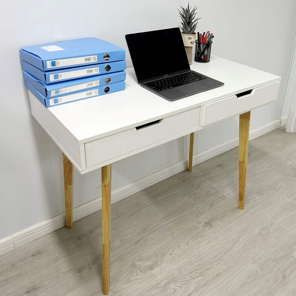 Wooden White Computer Desk Dressing Table With Drawers