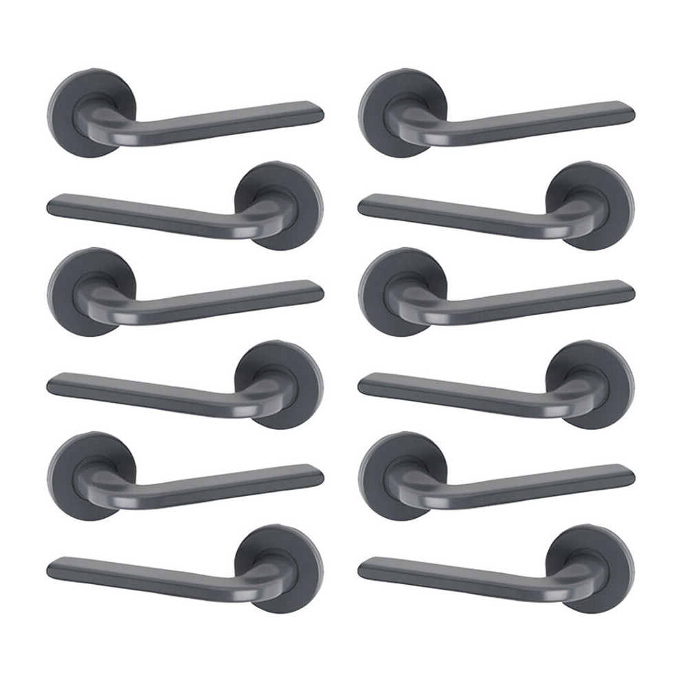 (6x Grey rose) Gloucester Metal Lever Latch Door Handles Set