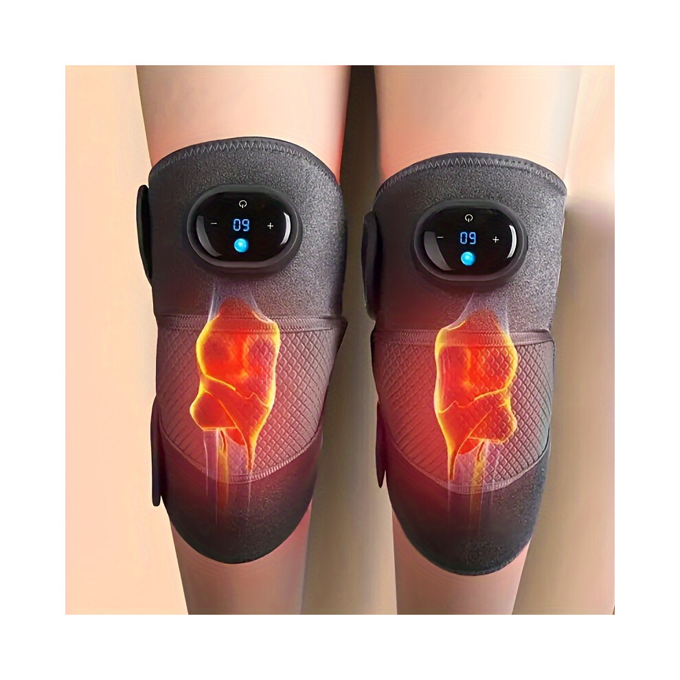 Grey (, 2 Packs) Relax And Rejuvenate With This 3-In-1 Heated Knee Massager Brace Wrap - Vibrating Heat Pad For Knee, Elbow, And Shoulder Pain Relief!