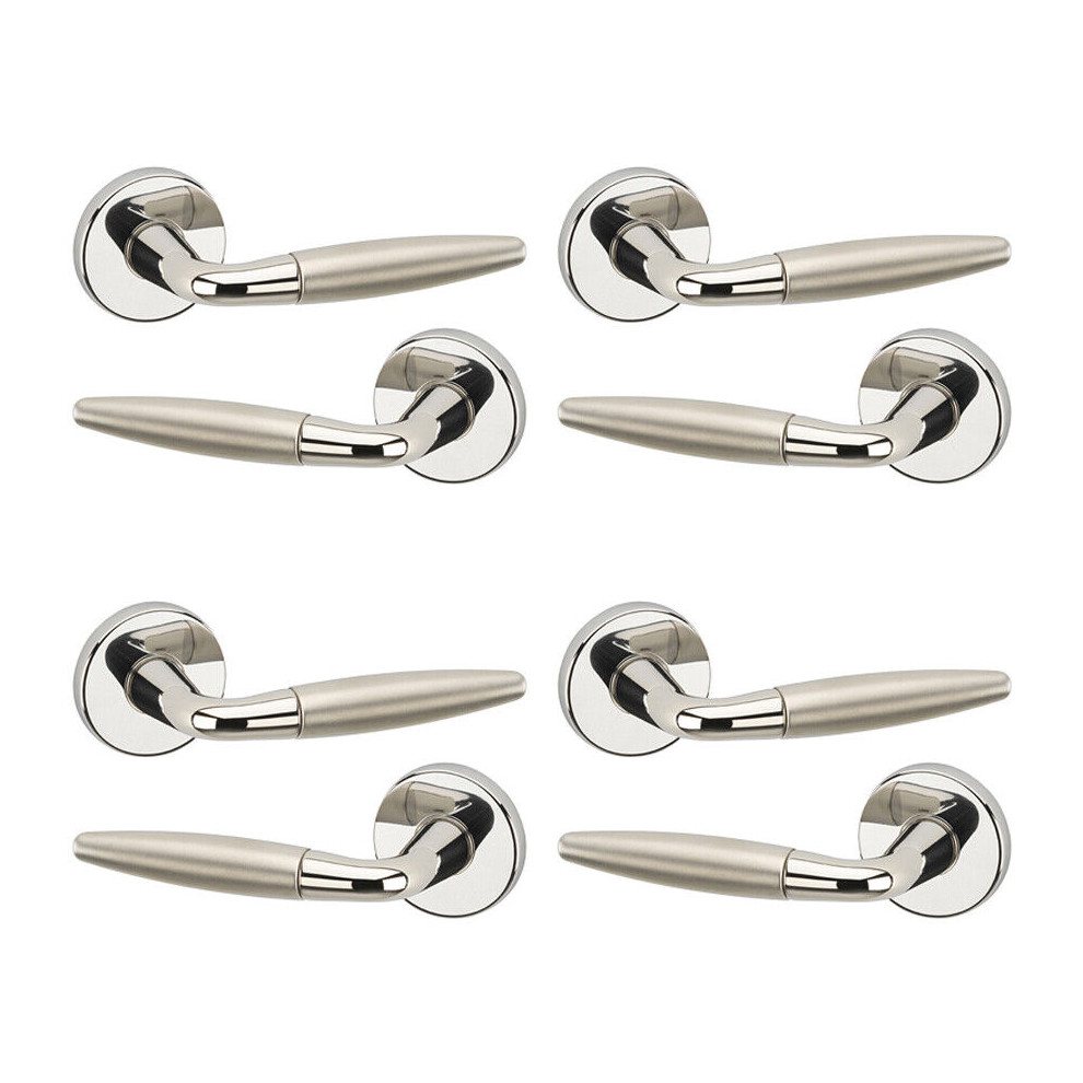 (4x Polished Nickel) Montpelier Metal Lever Latch Door Handles Set