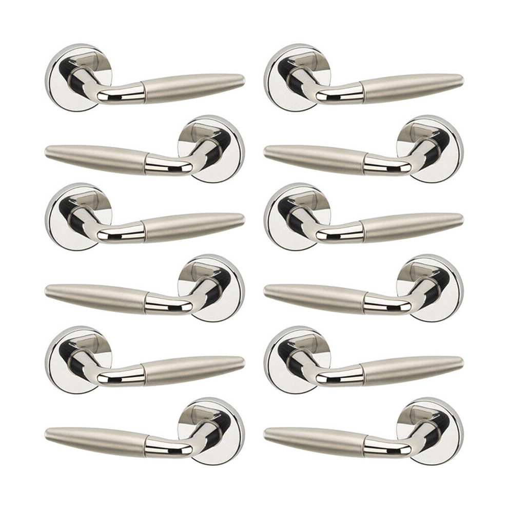 (6x Polished Nickel) Montpelier Metal Lever Latch Door Handles Set