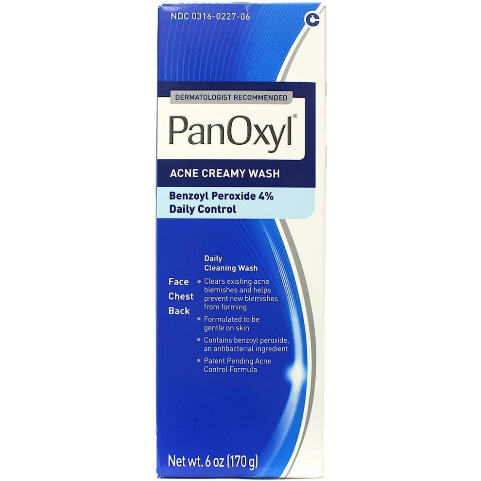 PanOxyl Acne Creamy Wash Benzoyl Peroxide 4% Daily Control 170g (Pack of 5)