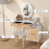 ELECWISH LED Lighted Dressing Table Stool Set 2 Drawer Desk with Side Cabiniet 3