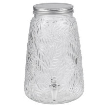 (3.5L - Leaf) Glass Beverage Drinks Dispenser with Tap Screw Lid Cocktail Juice Party Large