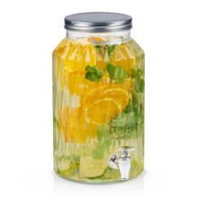 (5.5L - Geometric) Glass Beverage Drinks Dispenser with Tap Screw Lid Cocktail Juice Party Large
