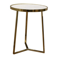 Contemporary Round 3-Leg Coffee Table with Marble Top, Brass Finish, 400mm diameter x 510mm high - Balterley | BATR802
