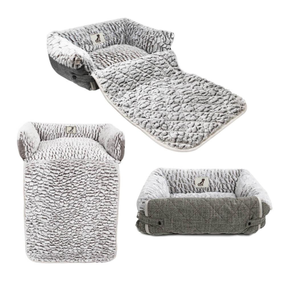 AllPetSolutions Alfie Dog Sofa Bed in Grey - 3 Way Use