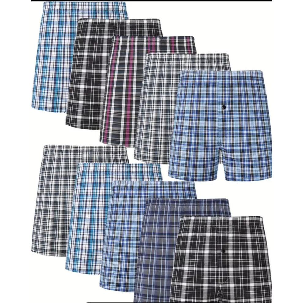 (Medium) Pack of 3 Men's Woven Boxer Shorts, Loose Fit Cotton Underwear, S M L XL 2XL 3XL