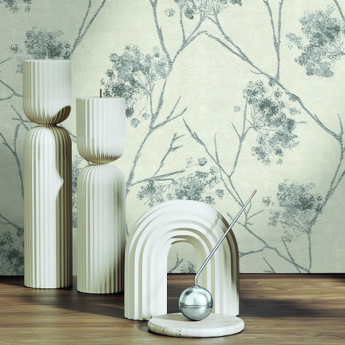 Fine Decor Vymura Sofia Sprig Silver Wallpaper M95673 2