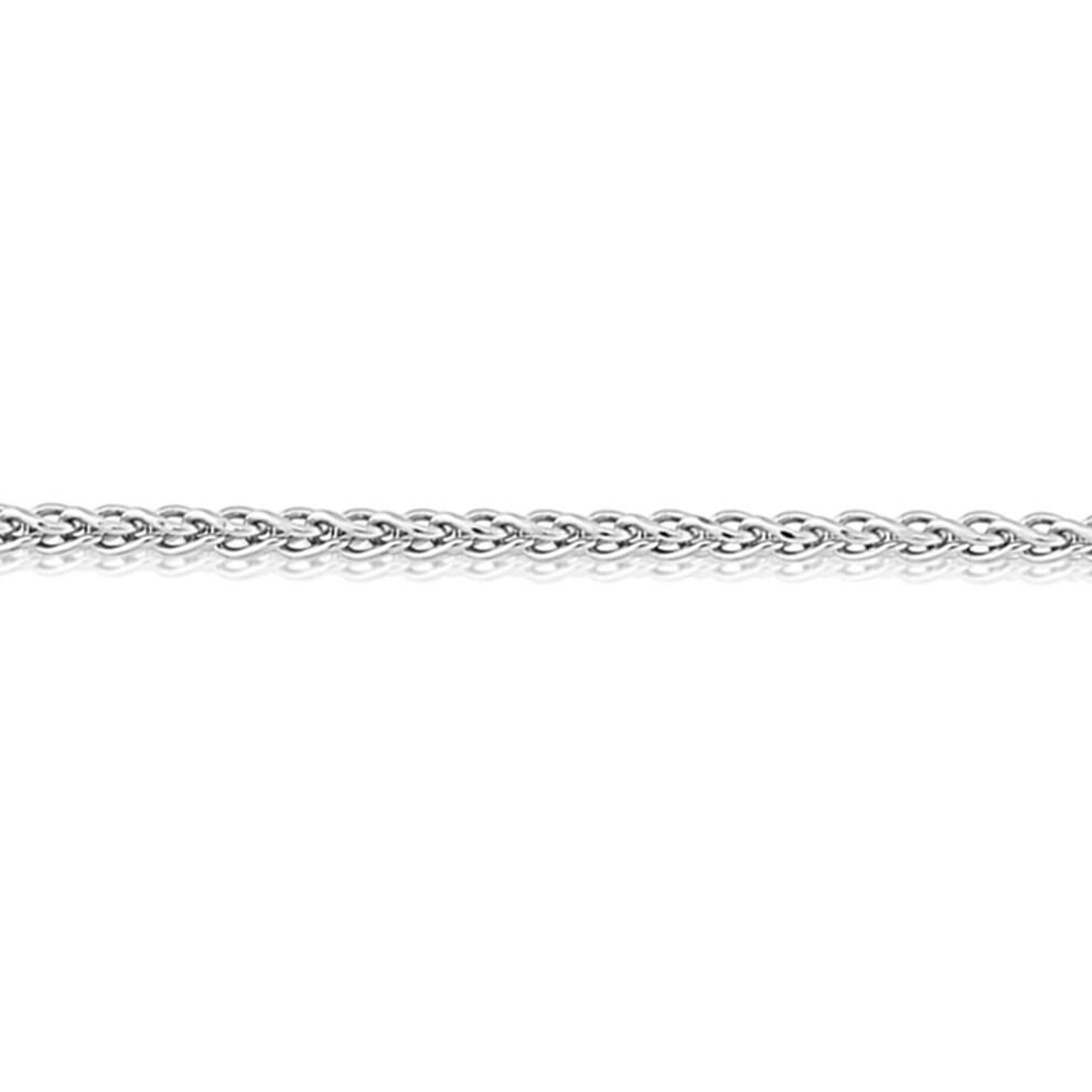 (22) Jewelco London 9ct White Gold Silky Spiga Pendant Chain Necklace - 1.1mm Gauge