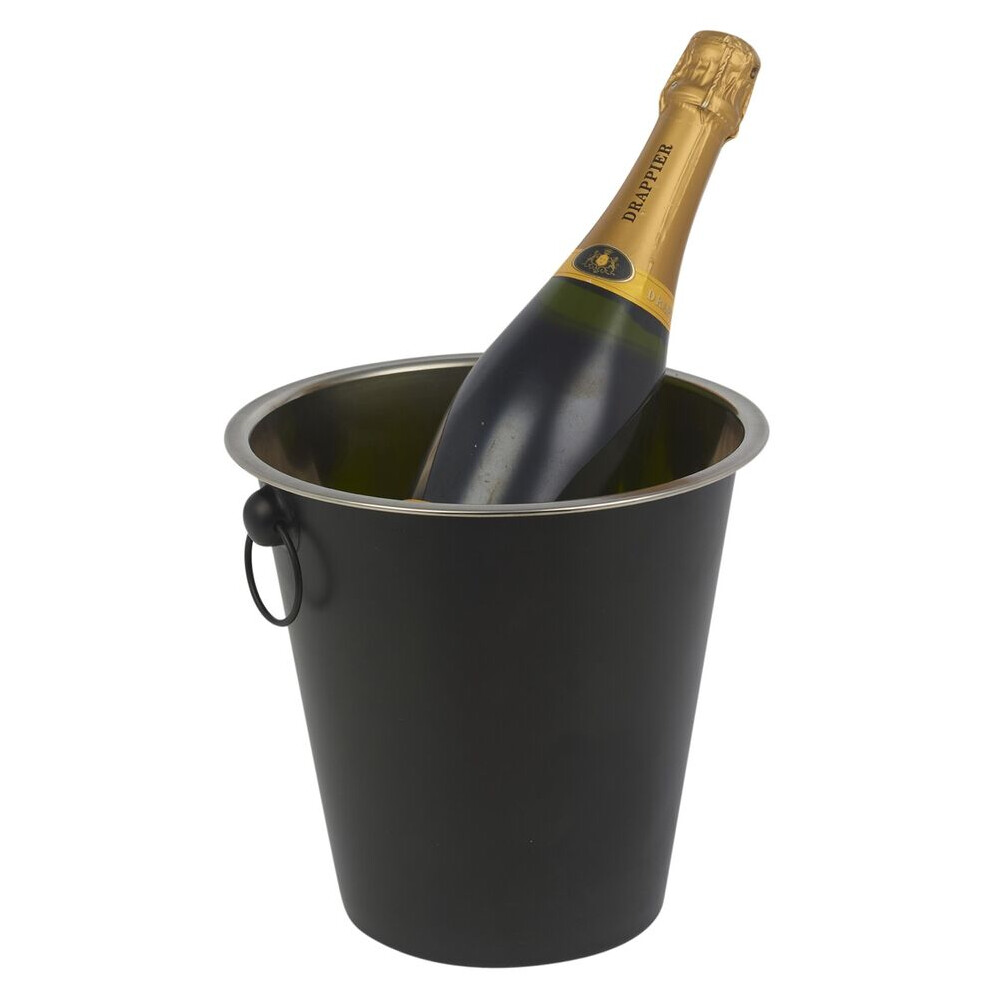 Black Metal Drinks Cooler Bucket Champagne Wine Ice Tub