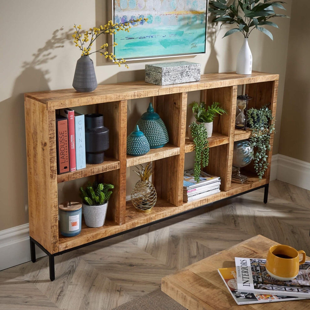 Home Source Stockton Wide 8 Open Shelving Bookcase Storage Unit