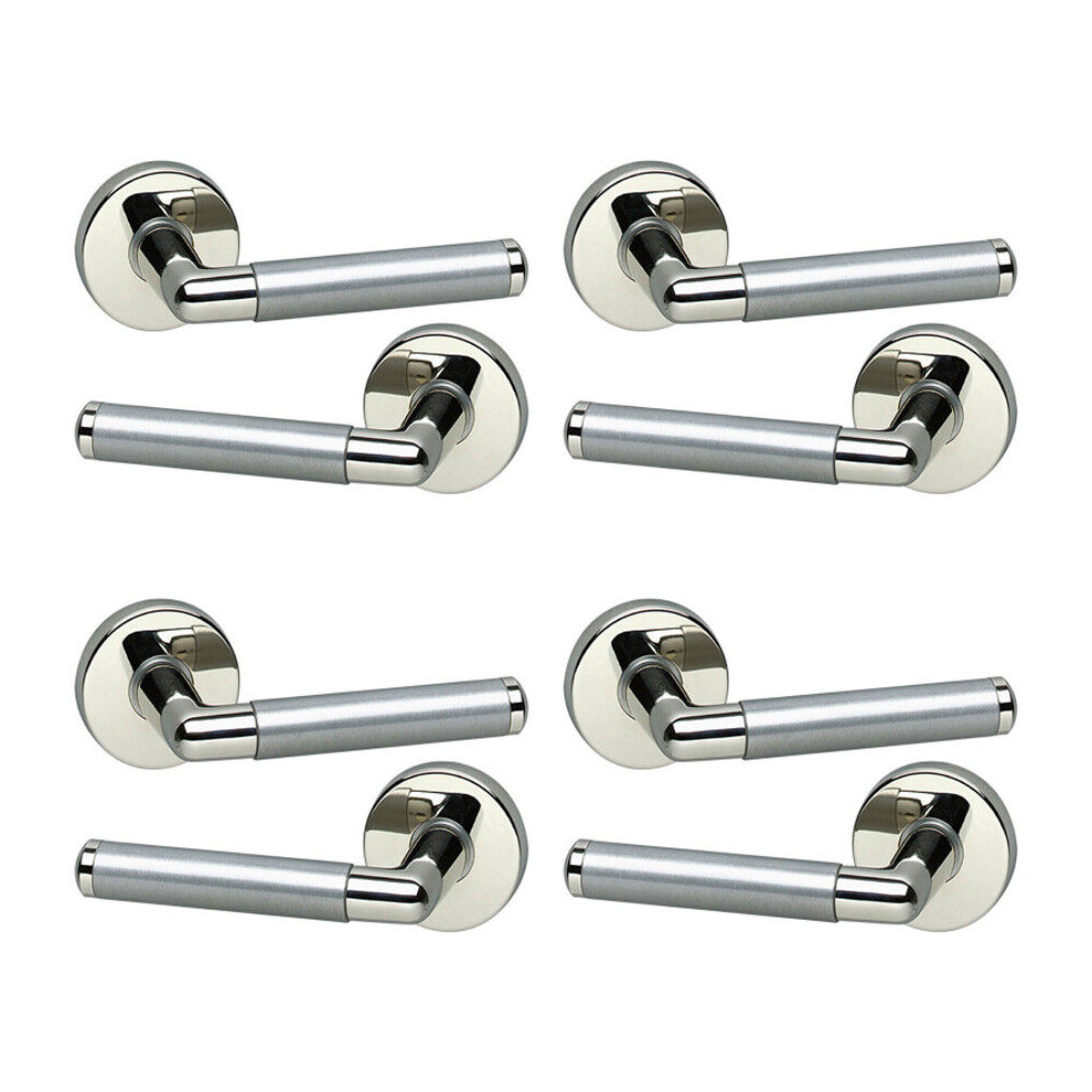 (4x Polished Nickel Rose                                     ) Vienna Metal Lever Latch Door Handles Set