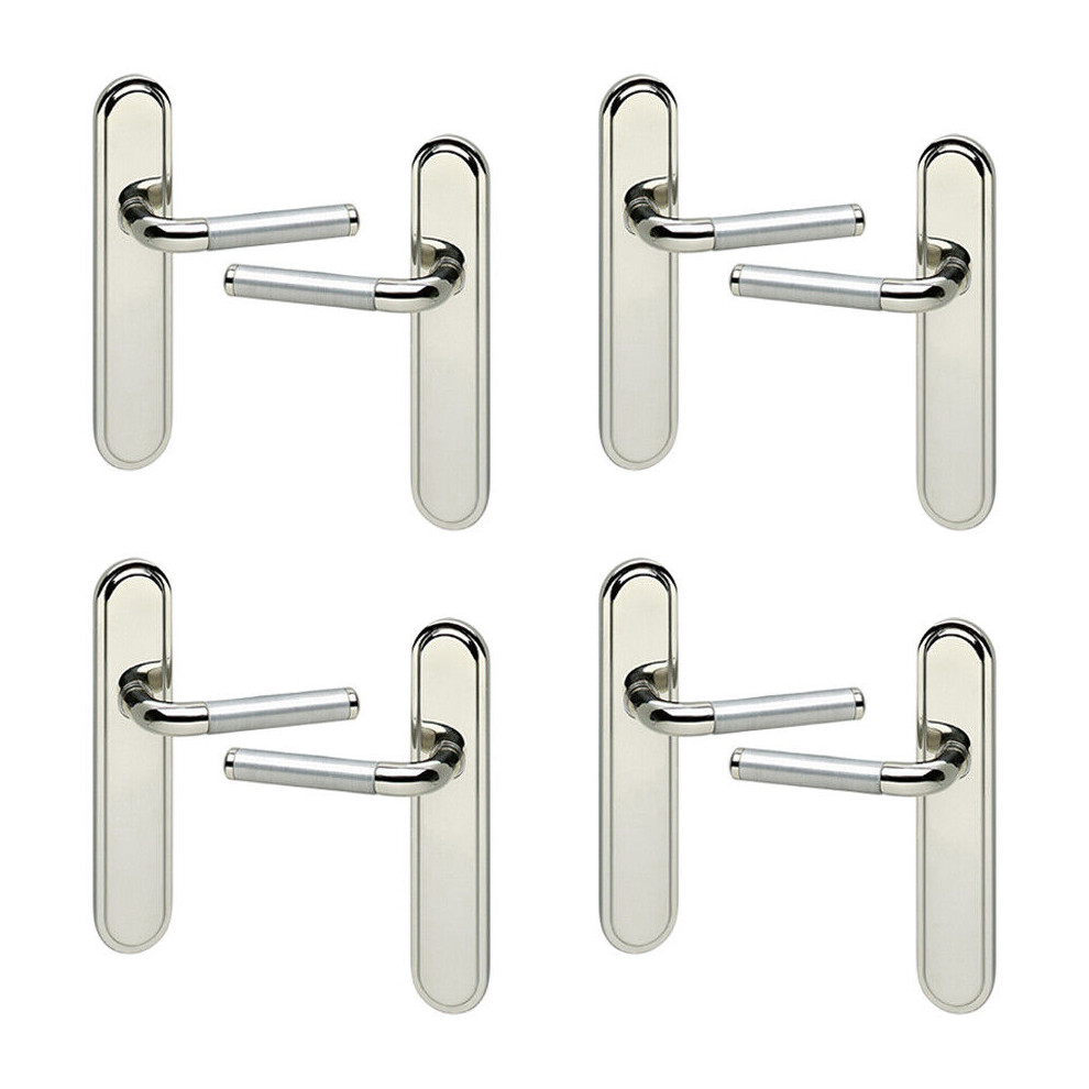 (4x Polished Nickel Plain) Vienna Metal Lever Latch Door Handles Set