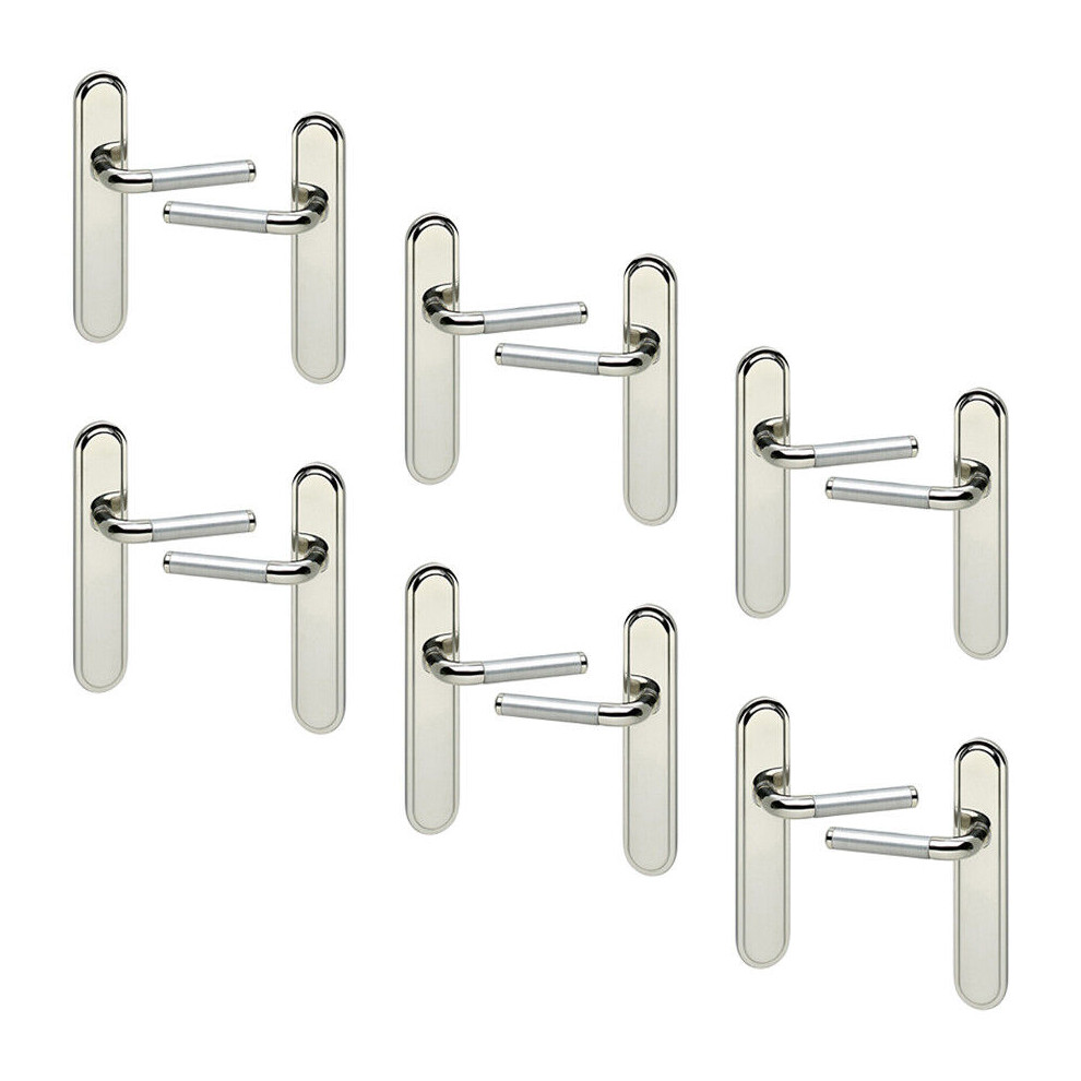 (6x Polished Nickel Plain ) Vienna Metal Lever Latch Door Handles Set