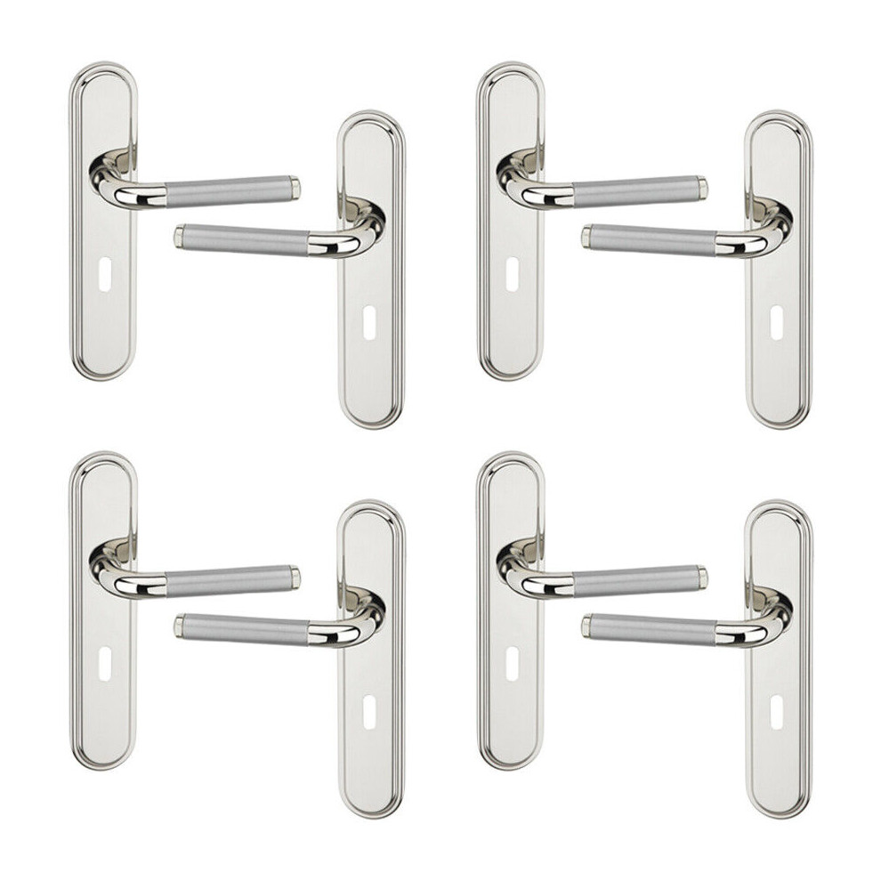 (4x Polished Nickel Keyhole) Vienna Metal Lever Latch Door Handles Set