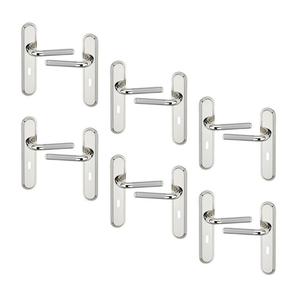 (6x Polished Nickel Keyhole) Vienna Metal Lever Latch Door Handles Set